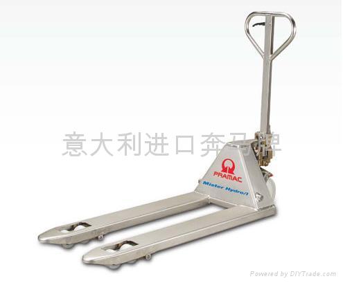 手動托盤搬運(yùn)車北京總代理-意大利進(jìn)口奔馬牌不銹鋼型托盤叉車
