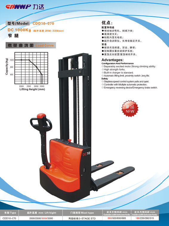 力達全電動堆垛車(CDD10-070)
